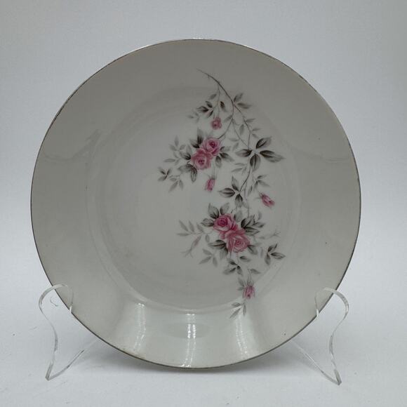 Set of 4 Vintage Soup Bowls in Pink Rose by Bristol Coupe 7.5" Made in Japan - Picture 2 of 7